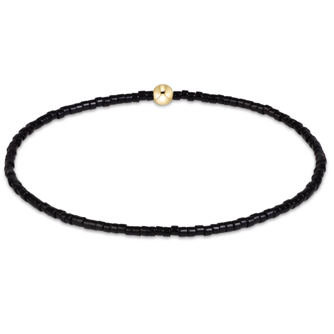 Gameday Hope Classic Bracelet with black 2mm seed beads and a single 4mm 14kt gold-filled bead.