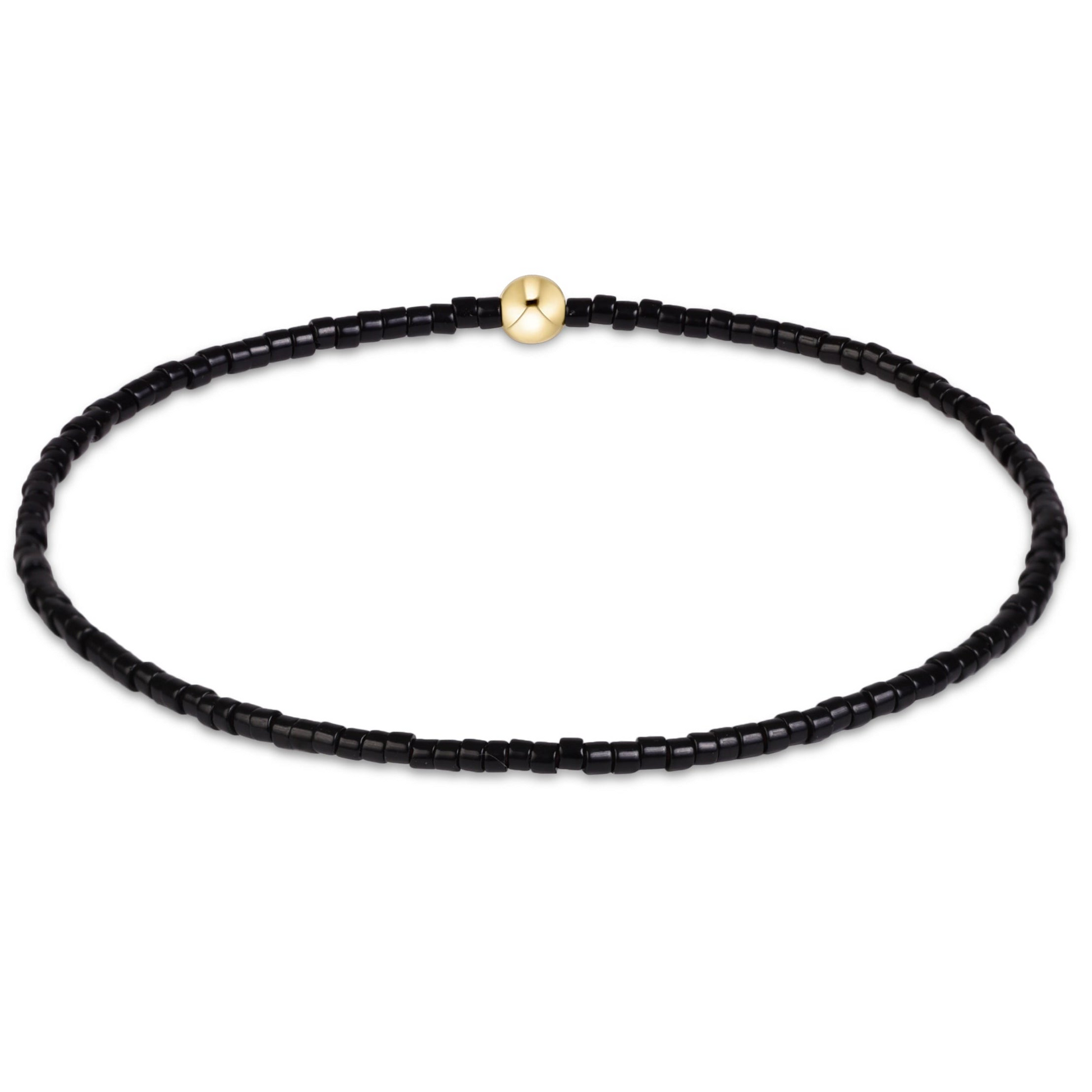 Gameday Hope Classic Bracelet with black 2mm seed beads and a single 4mm 14kt gold-filled bead.