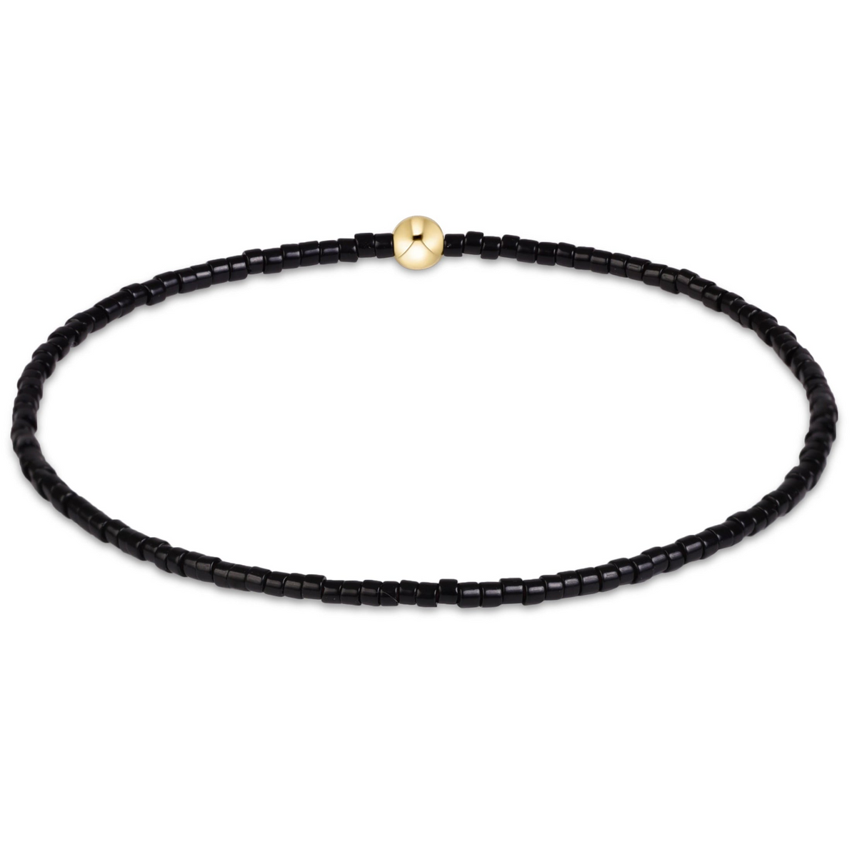 Gameday Hope Classic Bracelet with black 2mm seed beads and a single 4mm 14kt gold-filled bead.