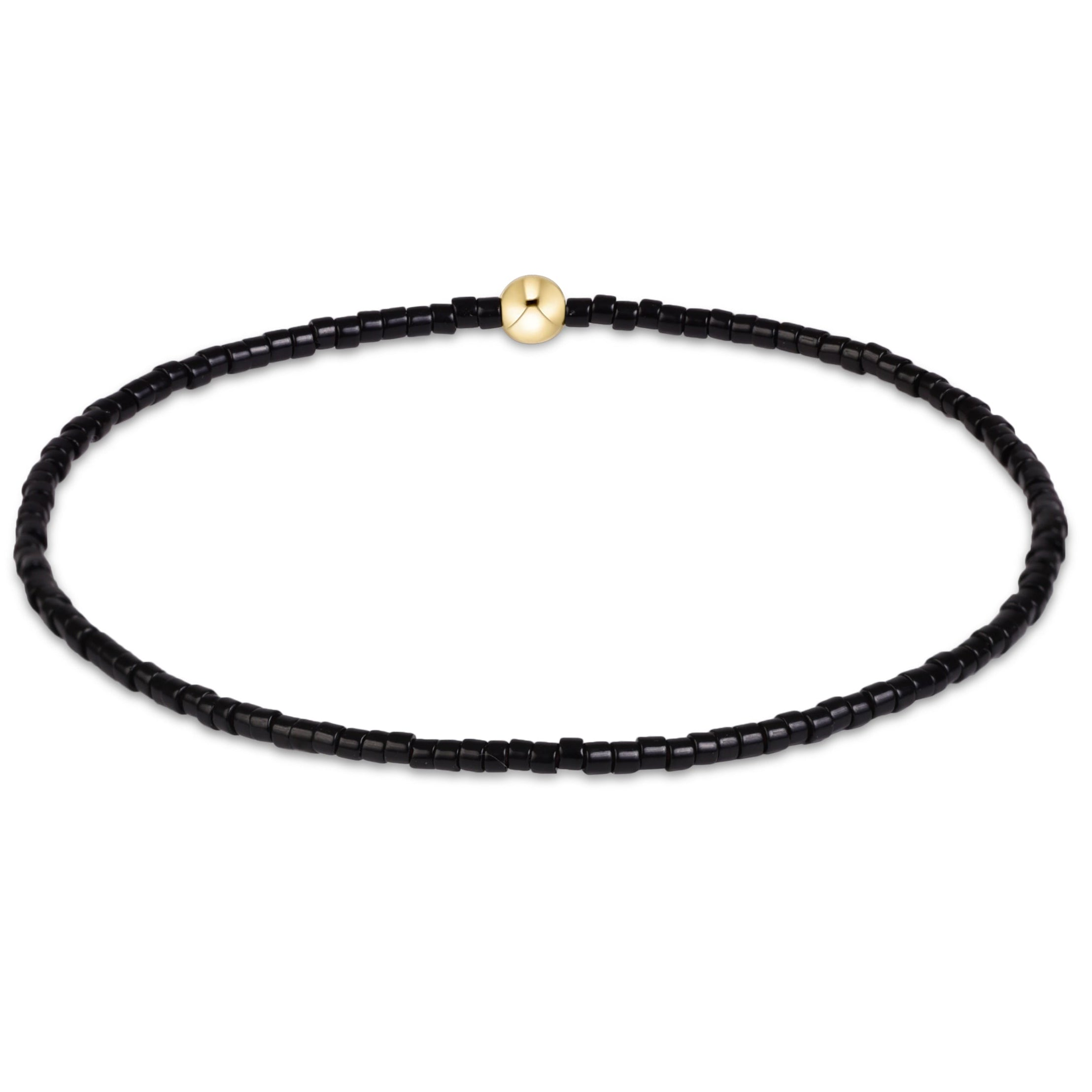 Gameday Hope Classic Bracelet with black 2mm seed beads and a single 4mm 14kt gold-filled bead.