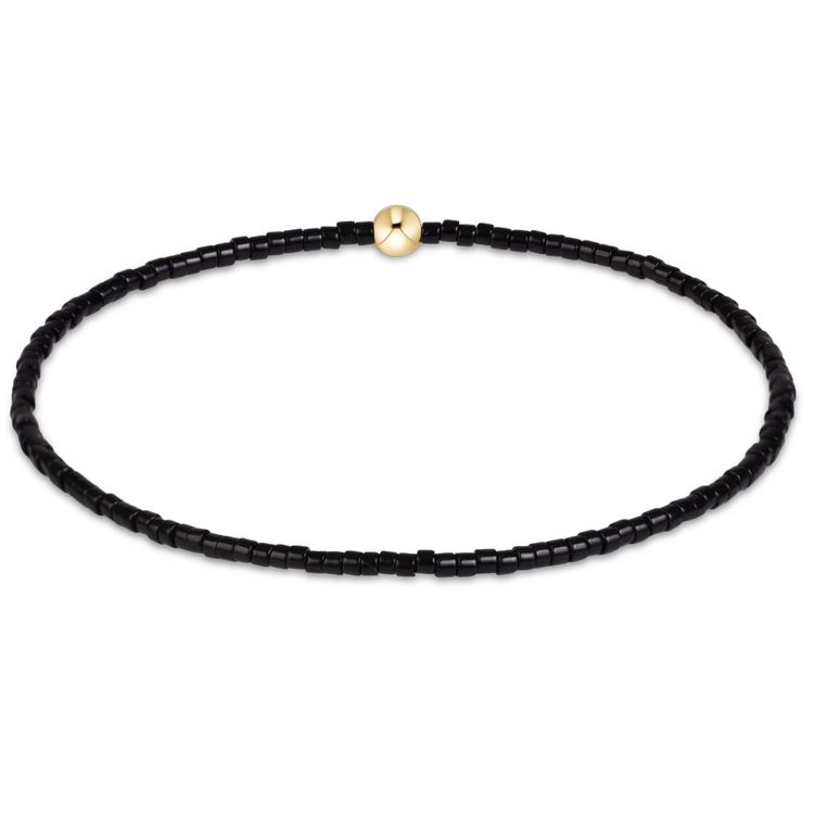 Gameday Hope Classic Bracelet with black 2mm seed beads and a single 4mm 14kt gold-filled bead.