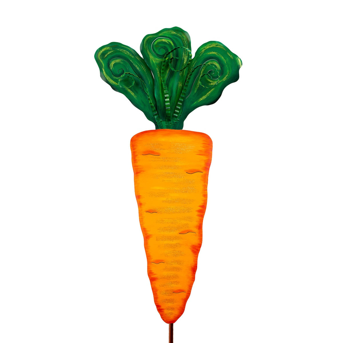 Yard Carrot stake with a natural wood finish featuring an elongated silhouette designed for outdoor garden support.