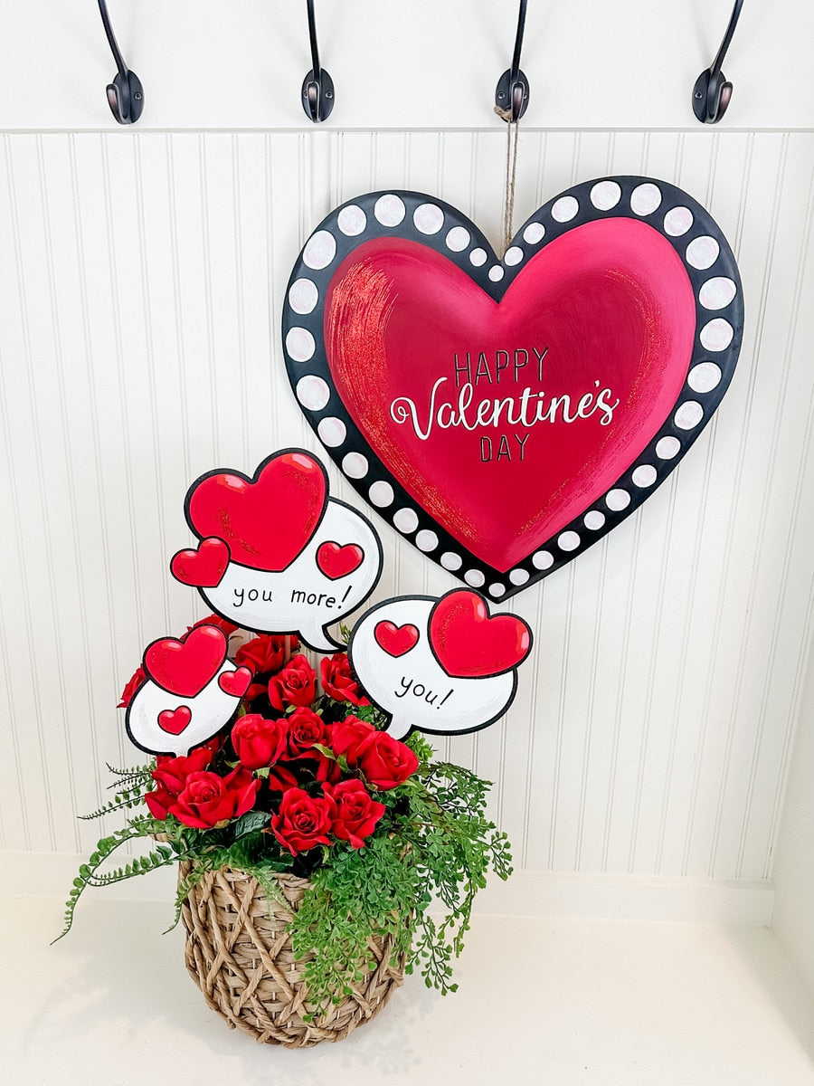 Edgy Polka Dot Heart stake with black polka dots on white background