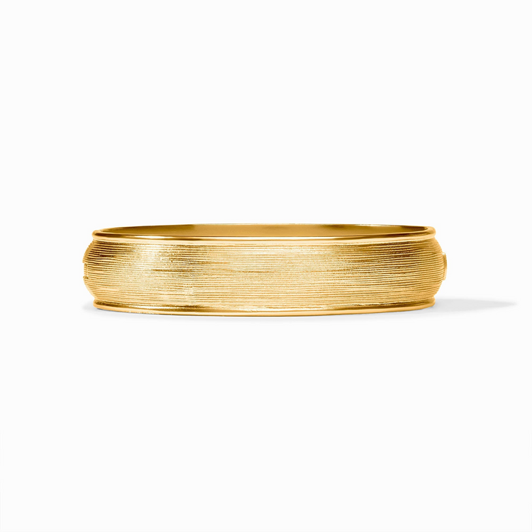 Cobblestone Hinge Bangle in 24K gold plate with a textured, horizontal-lined finish.