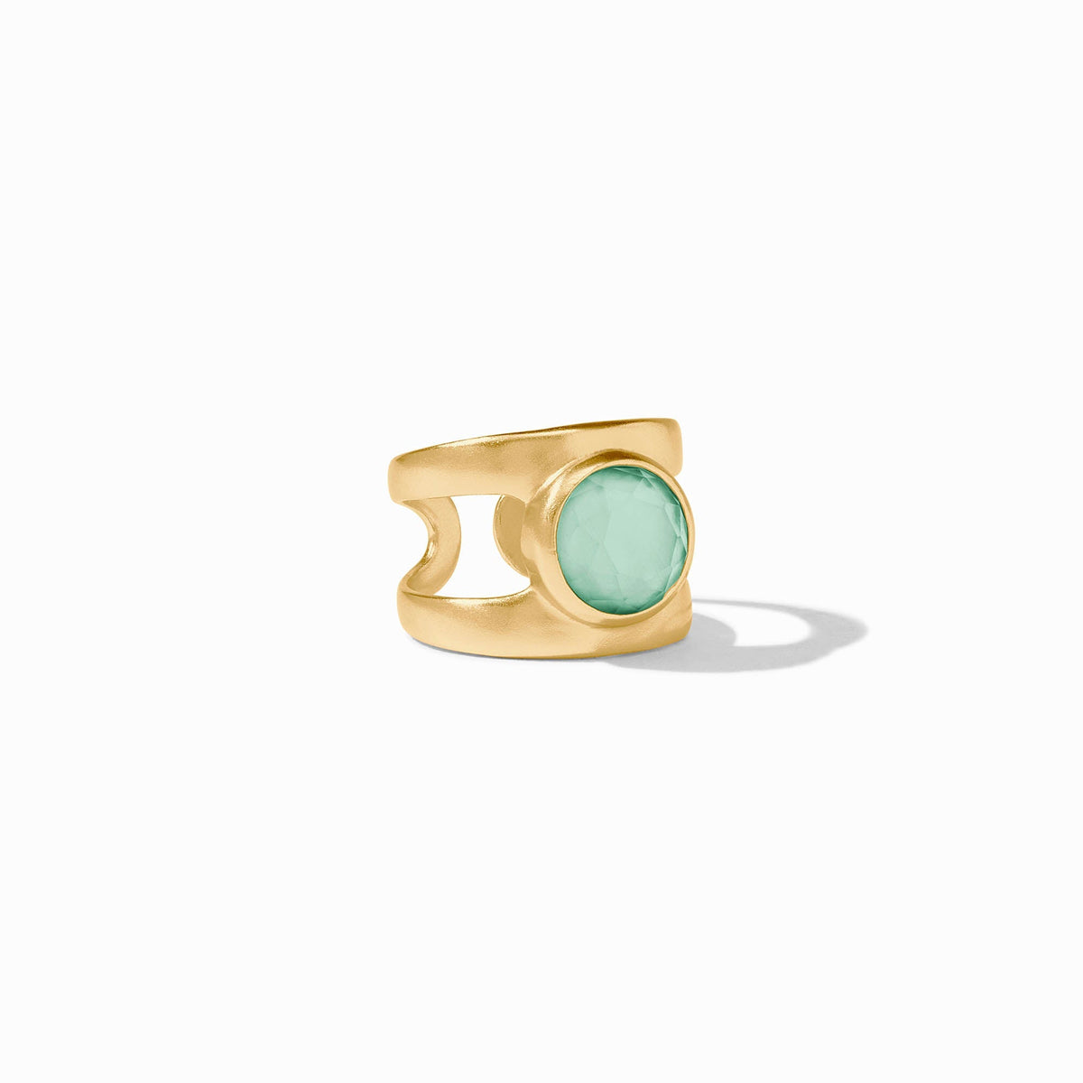 Adjustable Laguna Stone ring with imported glass stone set in 24K gold plate.