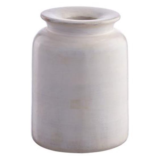 Whitewashed mango wood vase with a natural grain finish.