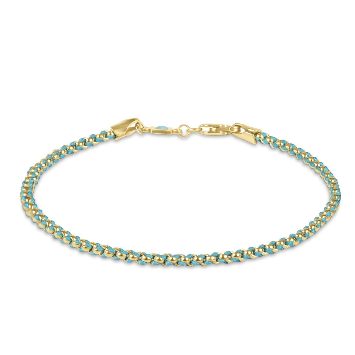 Hope Together bracelet featuring colored woven material with 14kt gold-filled wire.