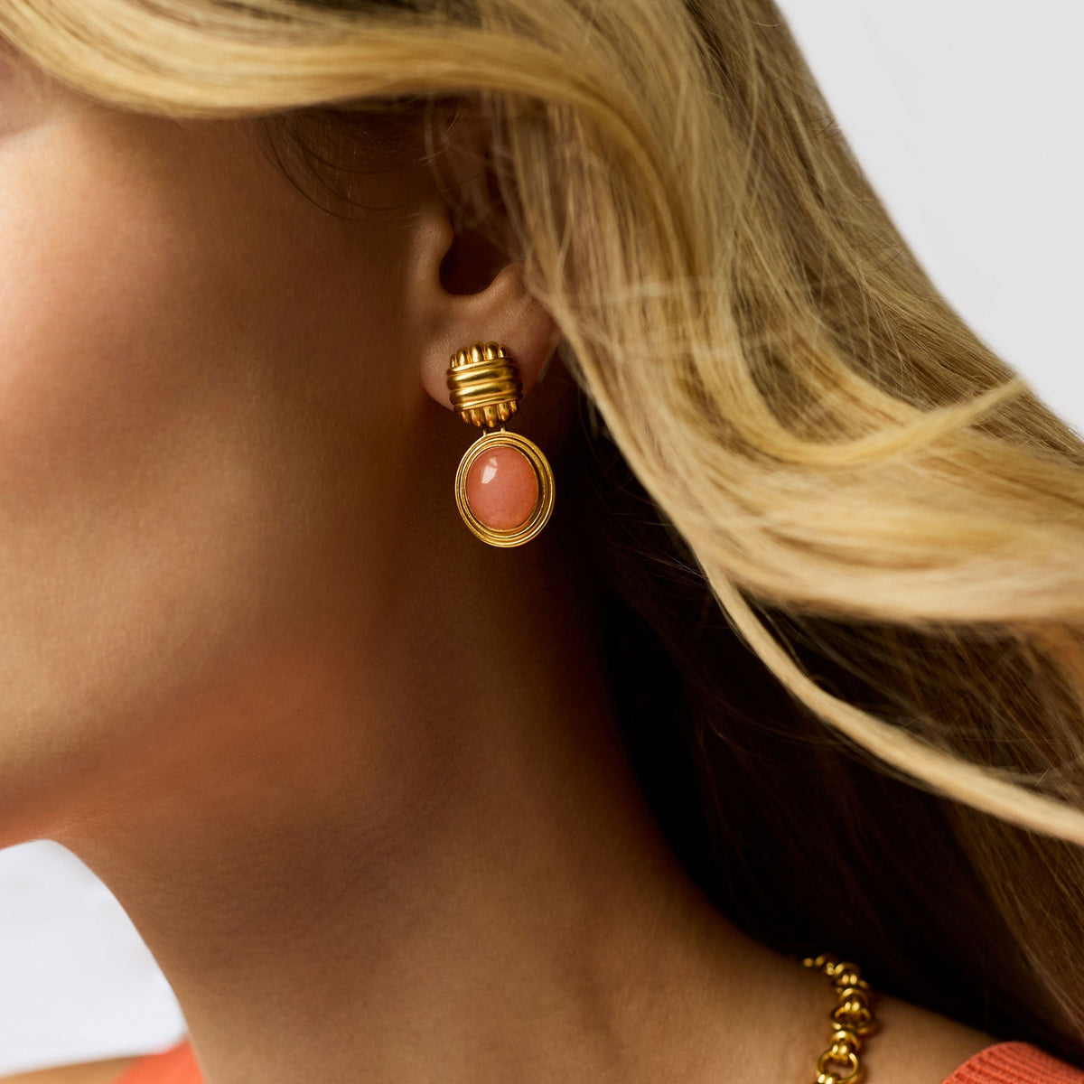 Portofino stone earring with jade pendant on a post back