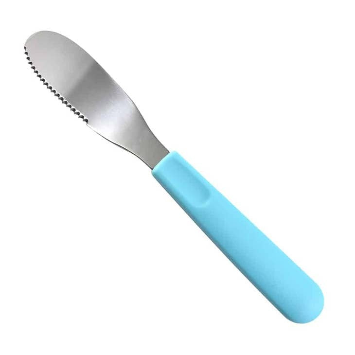 Stainless steel decorating spreader spatula with a sturdy handle.