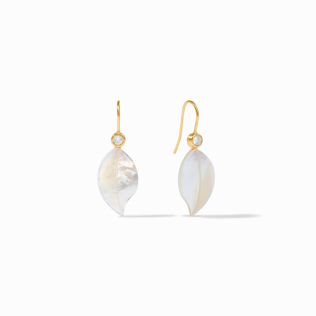 Willow earring with mother of pearl drop and CZ accent on gold plate French wire