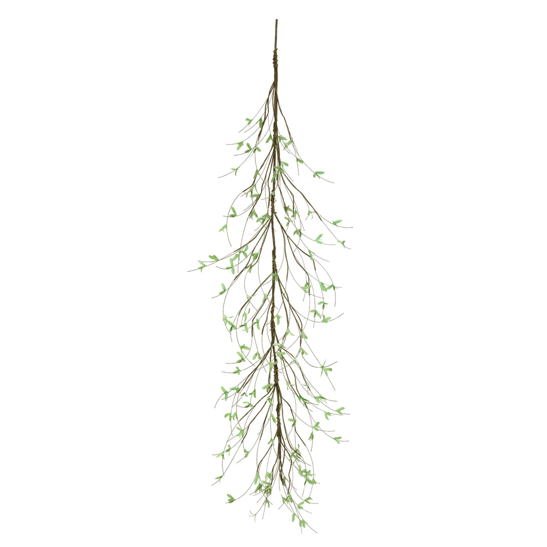 Five-foot green plastic leaf garland with a natural foliage pattern.