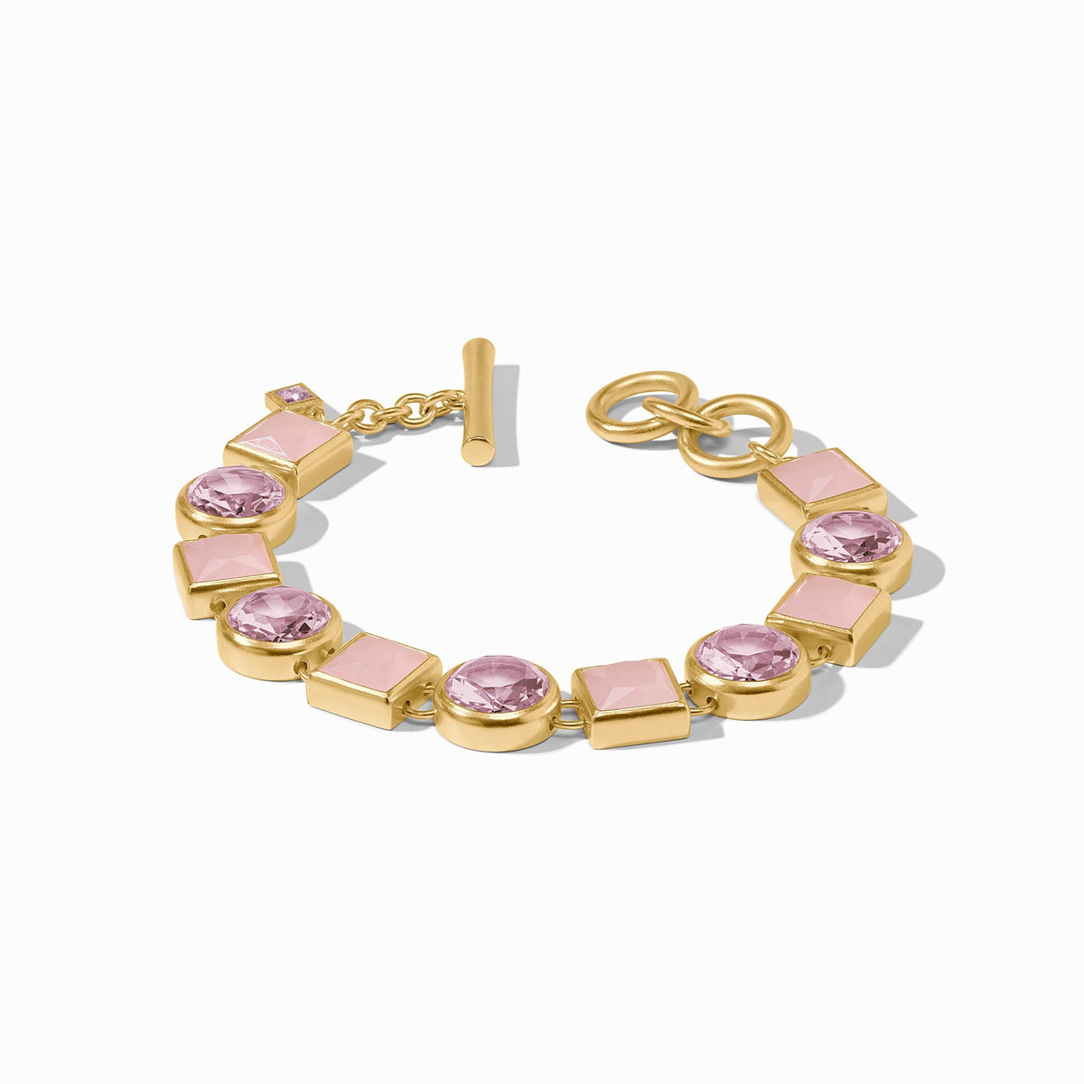 Adjustable gold-plated tennis bracelet with toggle clasp