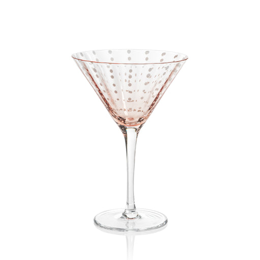 Portofino White Dot Martini glass in pink with white dot pattern
