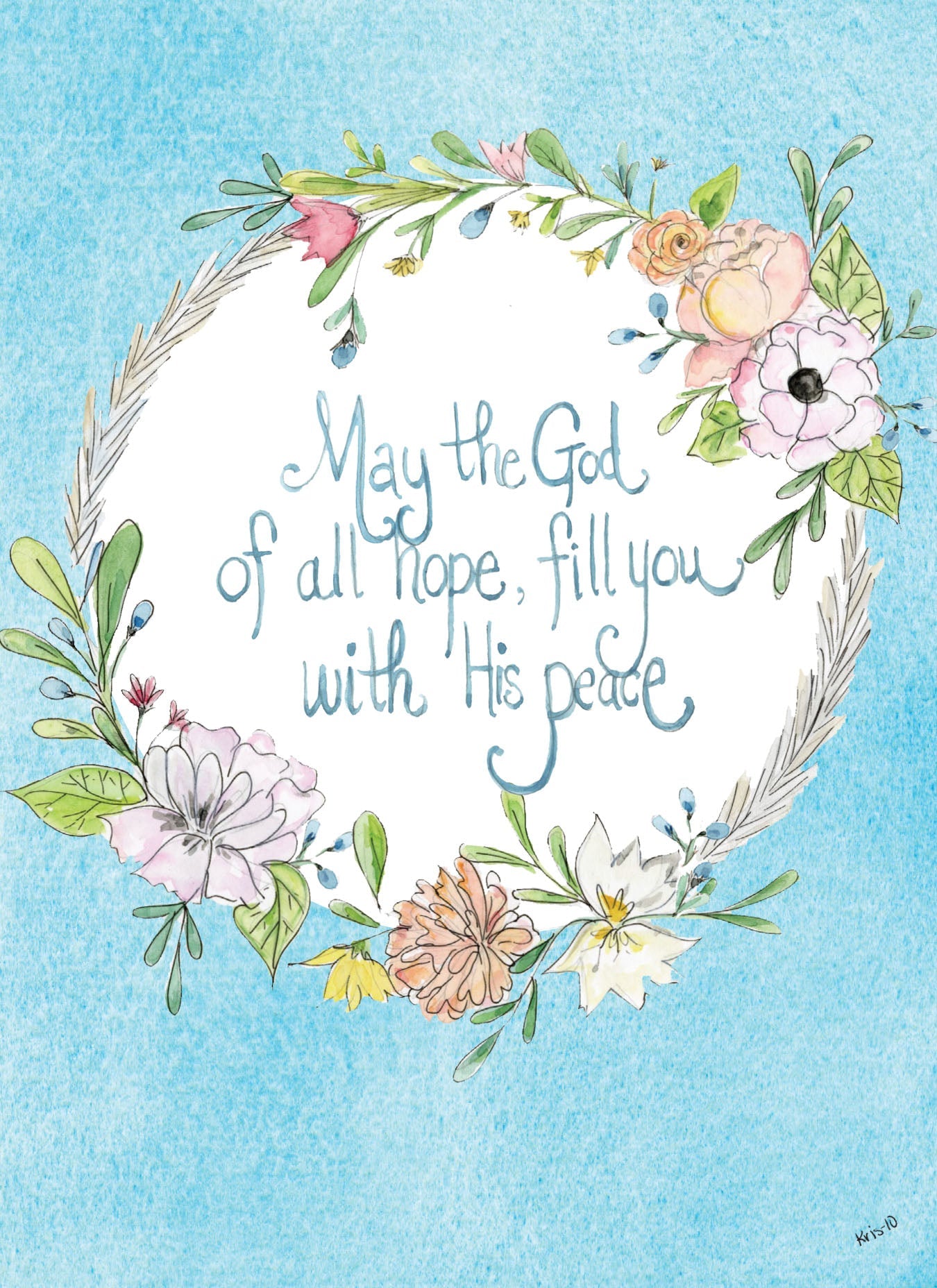 A6 greeting card with matching envelope featuring the text 'The God Of All Hope' in a simple design.