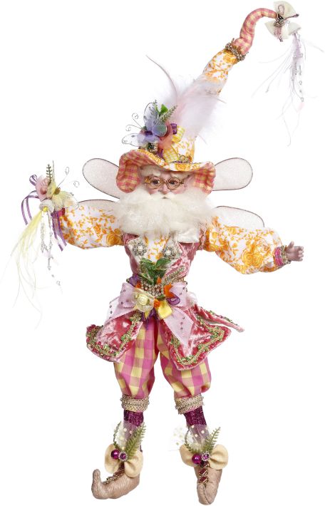 Medium Coming Of Spring Fairy figurine with a pastel floral pattern on its dress.