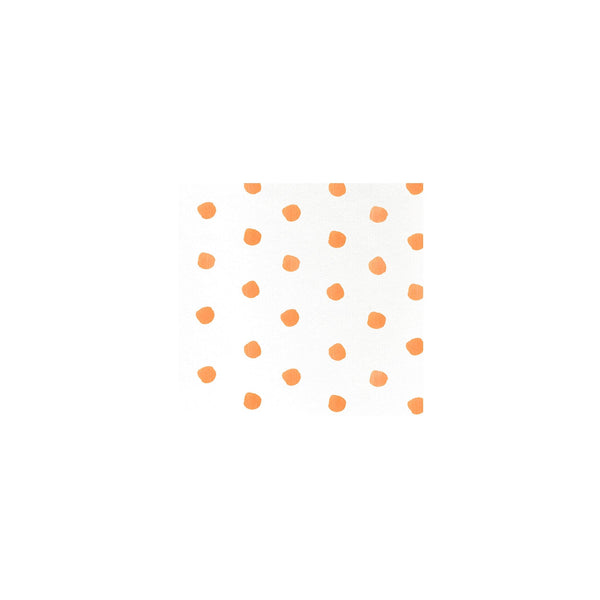 Papersoft Cocktail Napkins featuring an orange polka dot pattern on a white background.