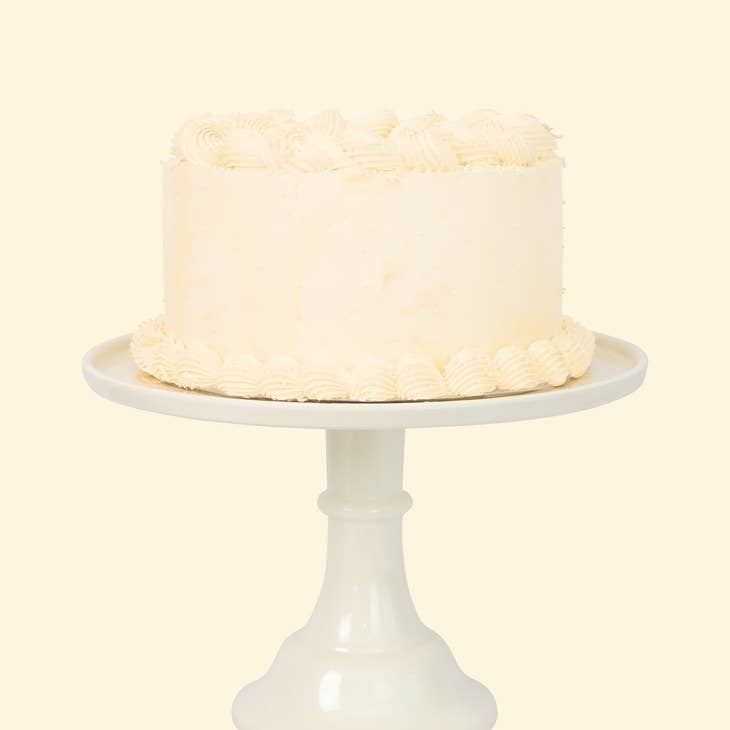 Melamine cake stand in white with a tiered circular shape.