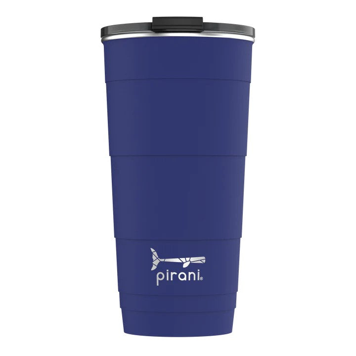 Stackable stainless steel tumbler with powder coat finish in black