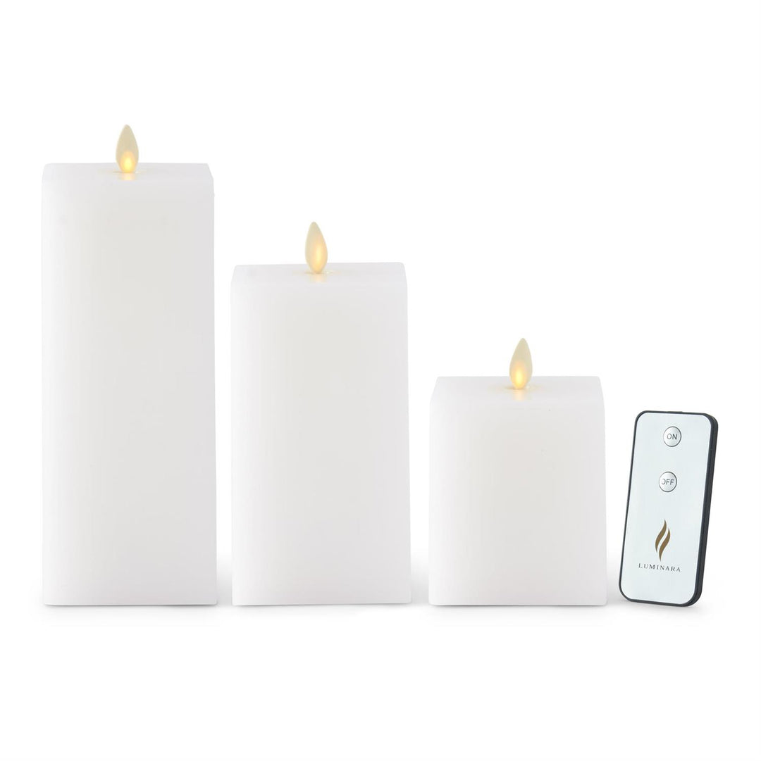 White Wax Luminara Indoor Square Candles