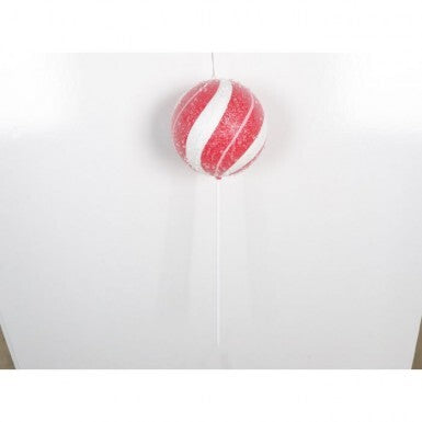 Seventeen-inch vacuum plate shaped like a peppermint lollipop with stick