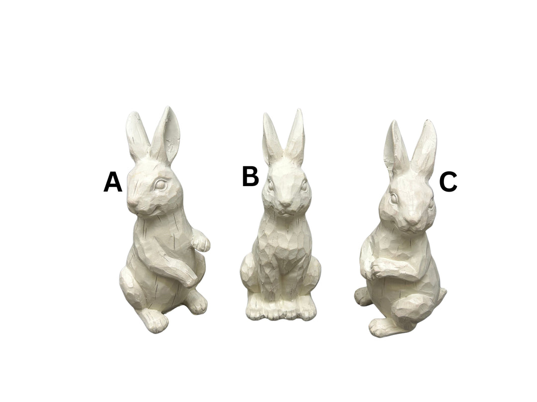 Small White Resin Standing Rabbit