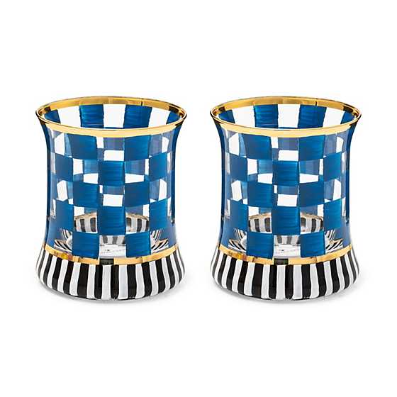 Hand-painted carnival tumbler glass with gold lustre embellishment