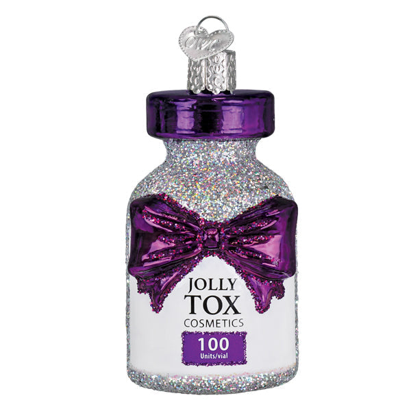 Jolly Tox ornament bottle with festive holiday glow-up theme