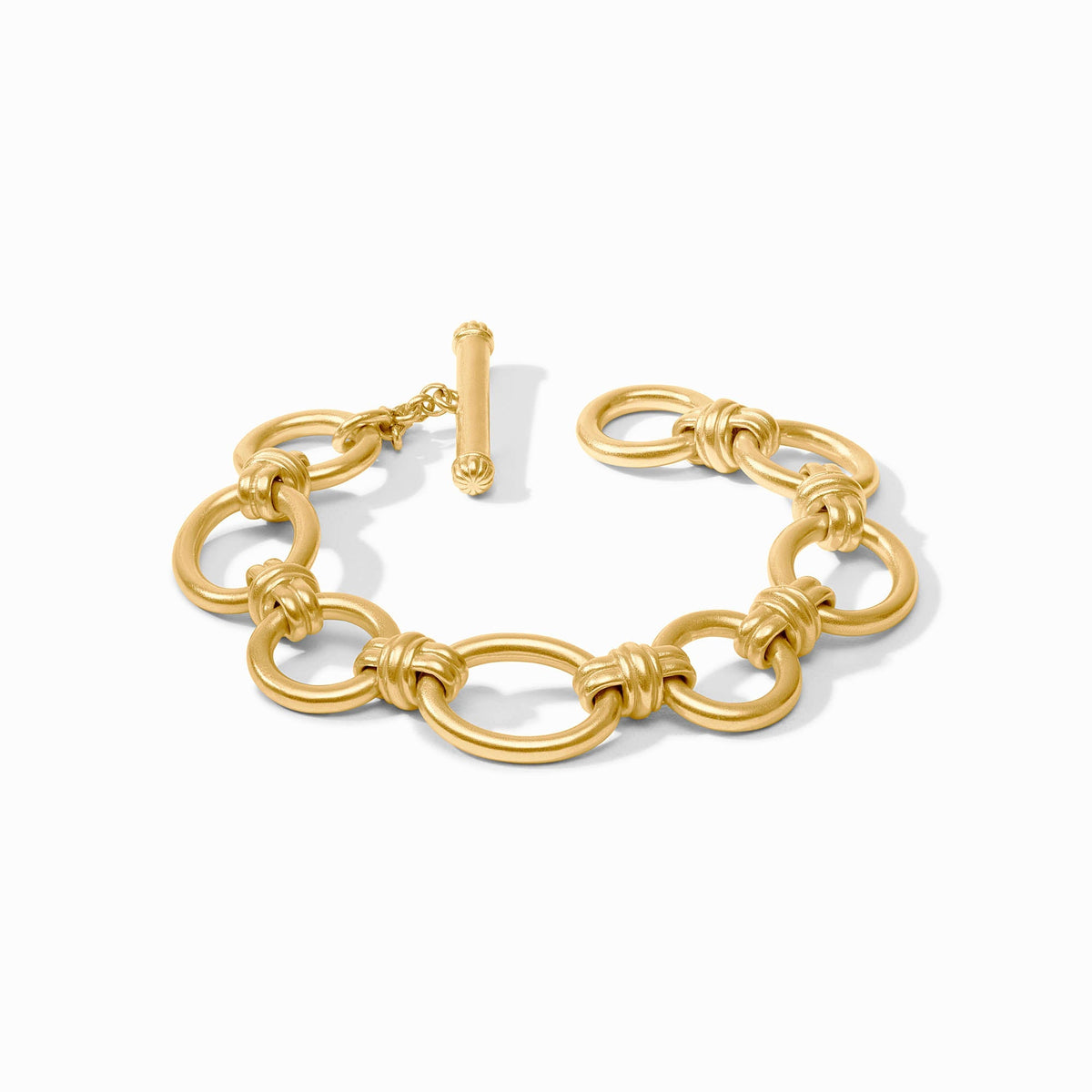 Adjustable Portofino Link bracelet in silver metal with a toggle clasp.