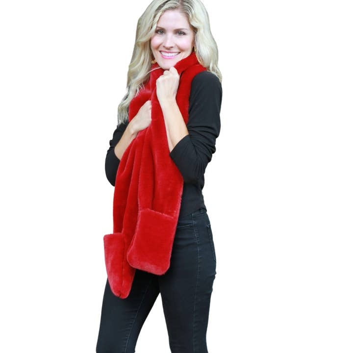 Scarf Fur Plush With Pockets