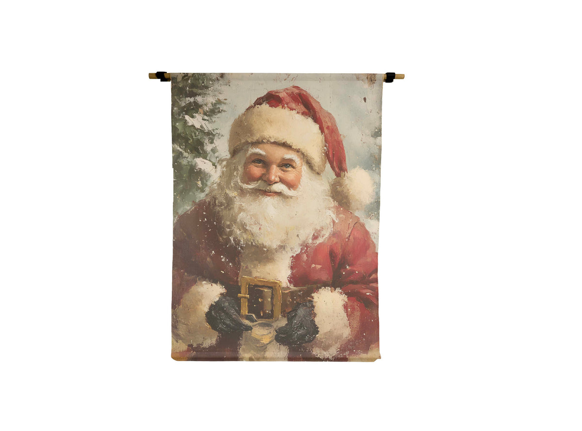 Vintage Santa #2 Canvas Scroll featuring a classic painting of Santa Claus with a white beard.