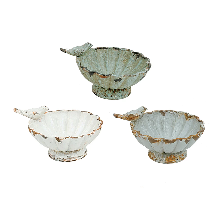Pewter Bowl with Bird Distressed