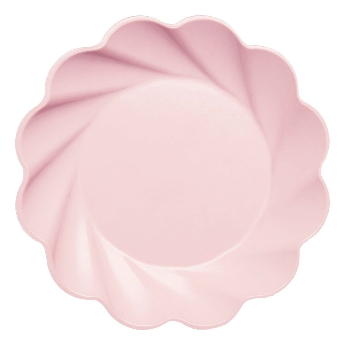 Blush wavy eco-friendly bamboo dinner plate with sturdy heavy-duty compostable material.