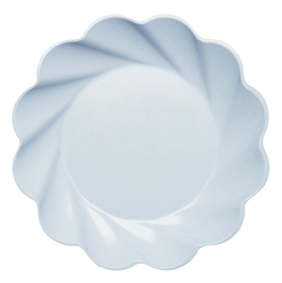 Sky blue wavy eco dinner plate made from bamboo fiber blend