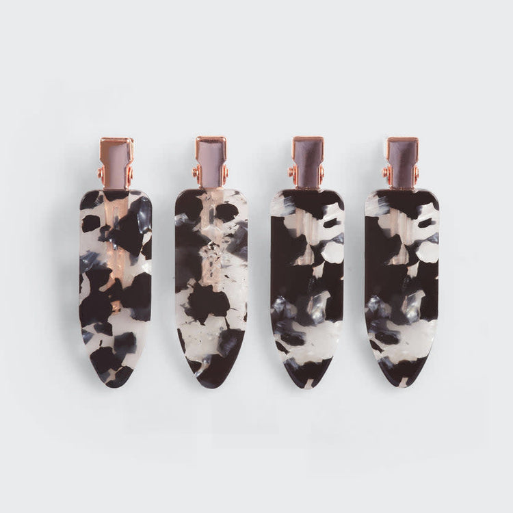 Black terrazzo eco-friendly creaseless hair clips with a secure grip.