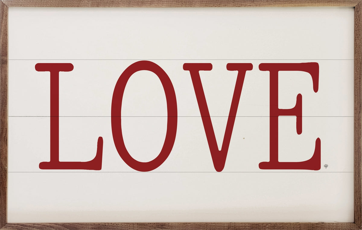 Hand-painted white wood art with natural walnut frame