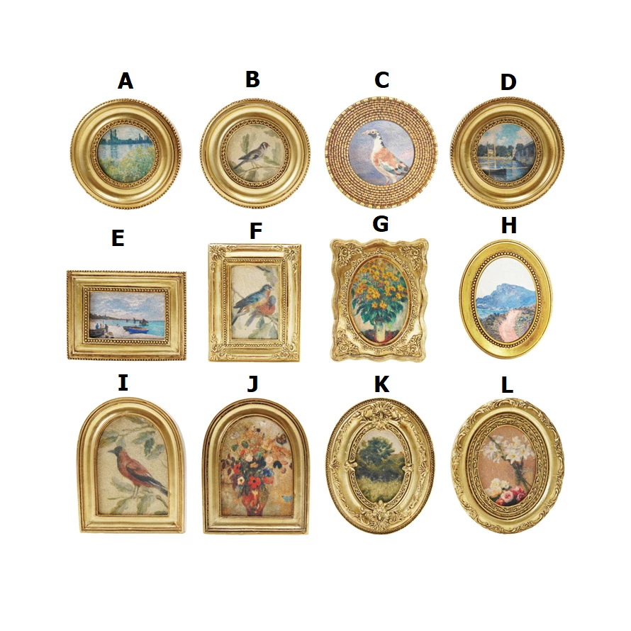 Gold resin mini framed art magnet with a rectangular silhouette.