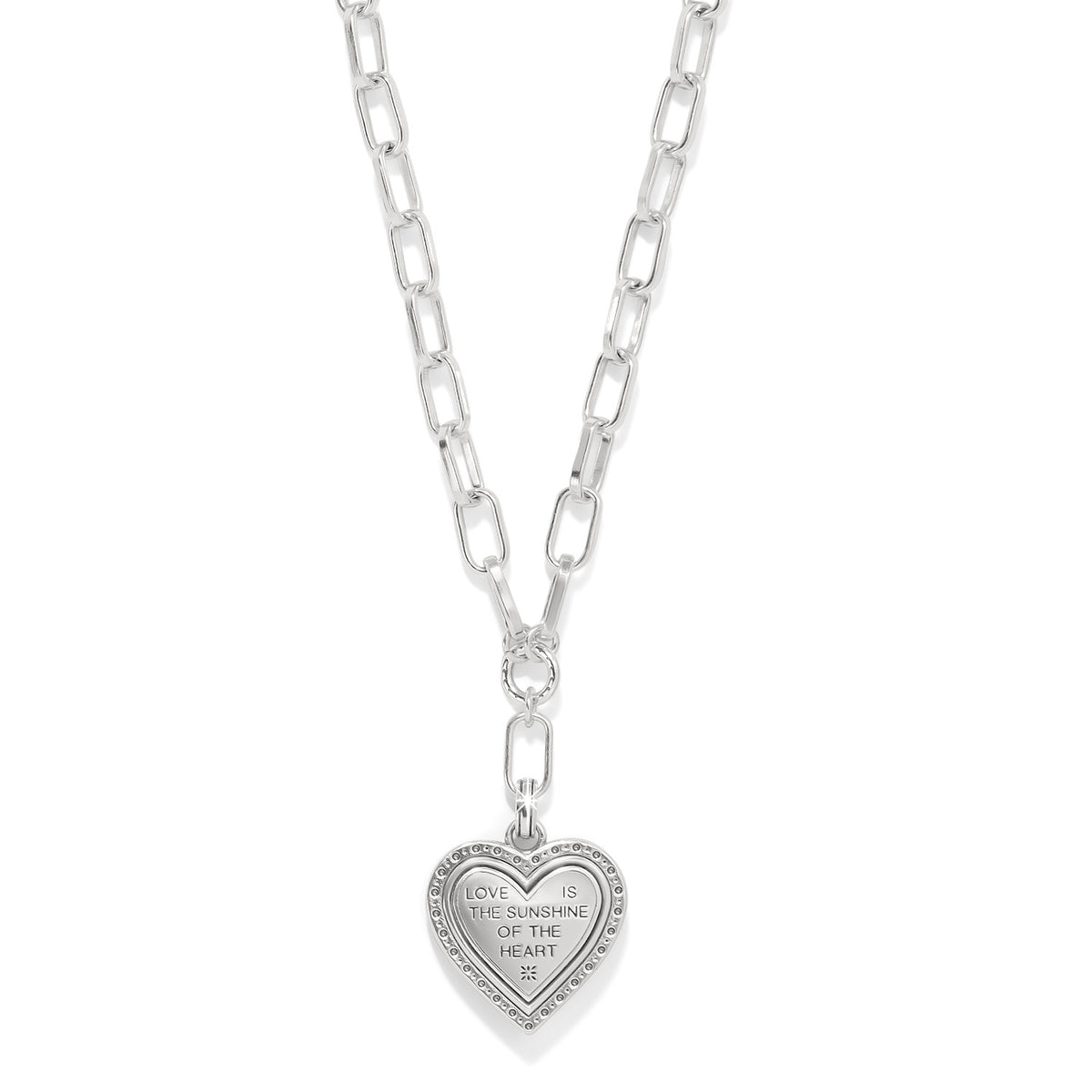 Two-tone silver-gold crystal heart pendant necklace with adjustable chain
