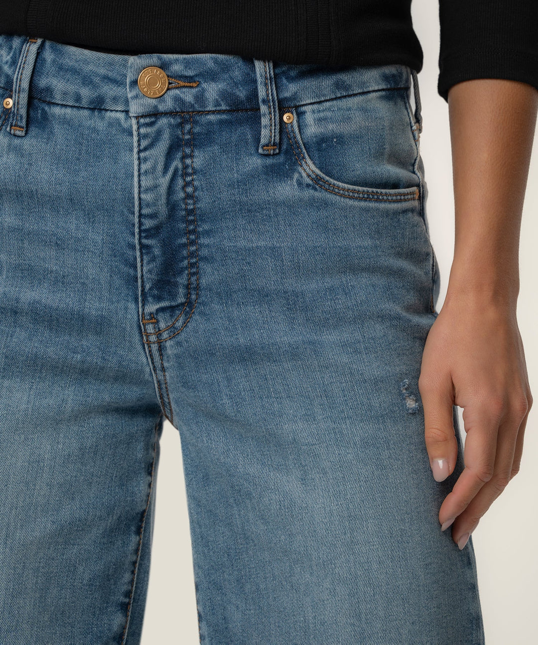 Meg High Rise Fab Ab Wide Leg Raw Hem