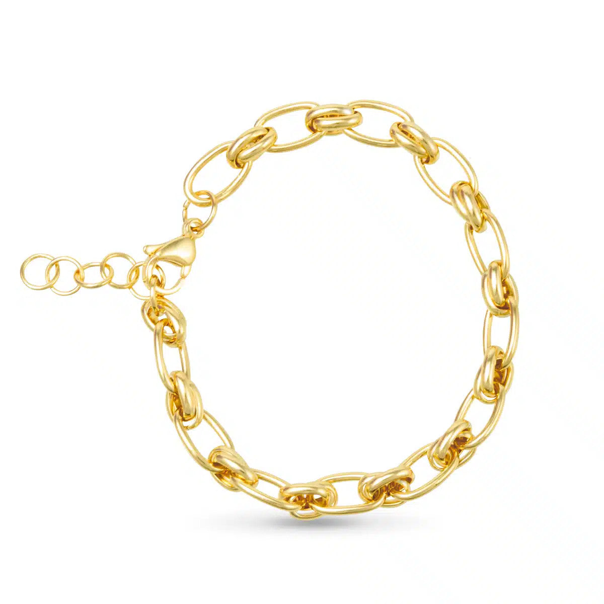 Simone Bracelet in polished gold featuring a classic chunky link design with an adjustable clasp.