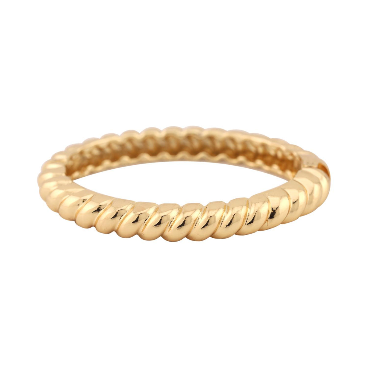 Metal texture bangle hinge bracelet with a sleek silver finish.