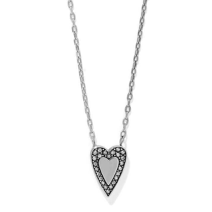 Silver plated adjustable necklace with reversible crystal pendant on lobster claw clasp