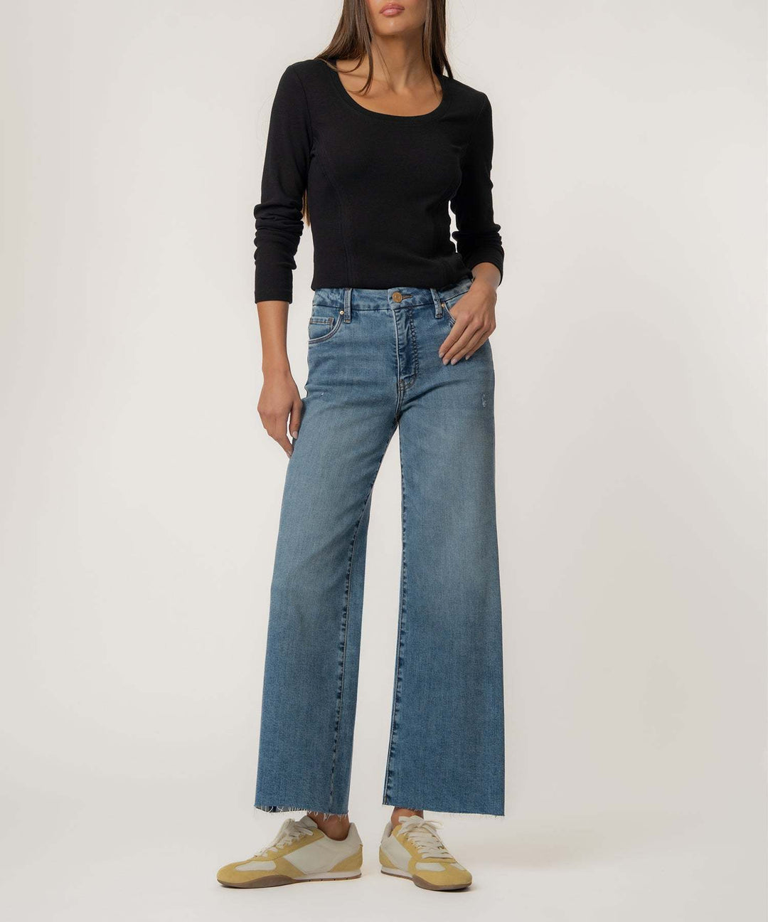 Meg High Rise Fab Ab Wide Leg Raw Hem