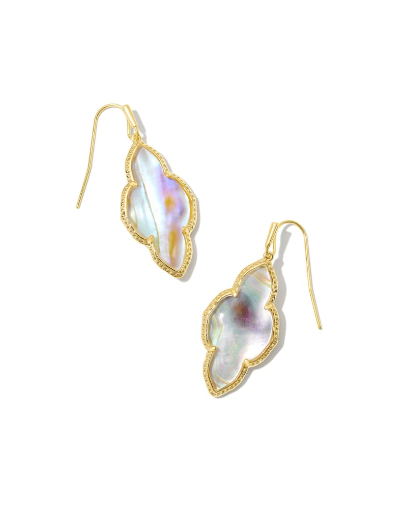 Abbie drop earrings featuring a small circular stud with an elongated teardrop silhouette in silver-toned metal.