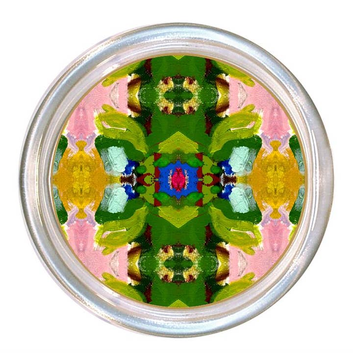 Glass coaster with a high rim to prevent spills, finished on the back with black velvet.