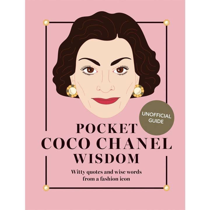 Pocket Coco Chanel Wisdom book cover with illustration of Coco Chanel and text.