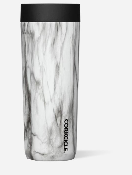 Snowdrift commuter cup in insulated stainless steel with a slim profile, ceramic-coated interior, and spill-proof lid.