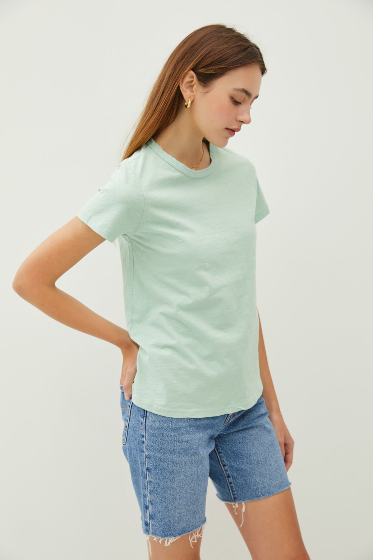 Ginny Garment Dyed Slub Tee in soft cotton with a relaxed silhouette and subtle slub texture.