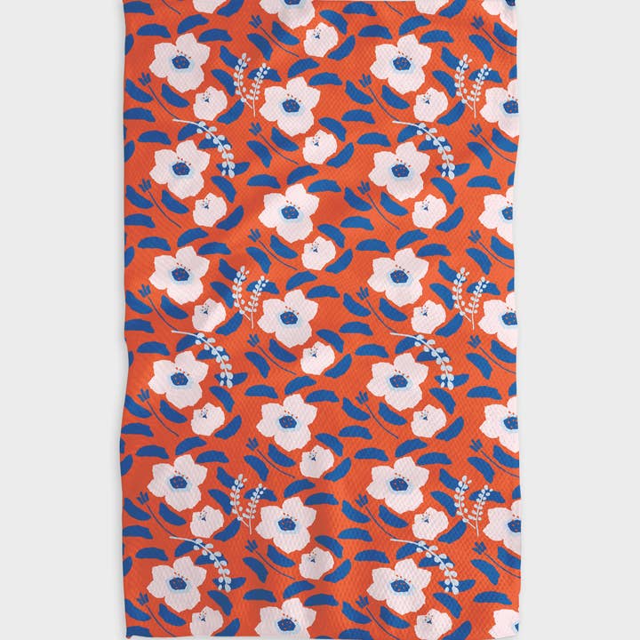 Recycled polyester waffle weave tea towel with single-sided print