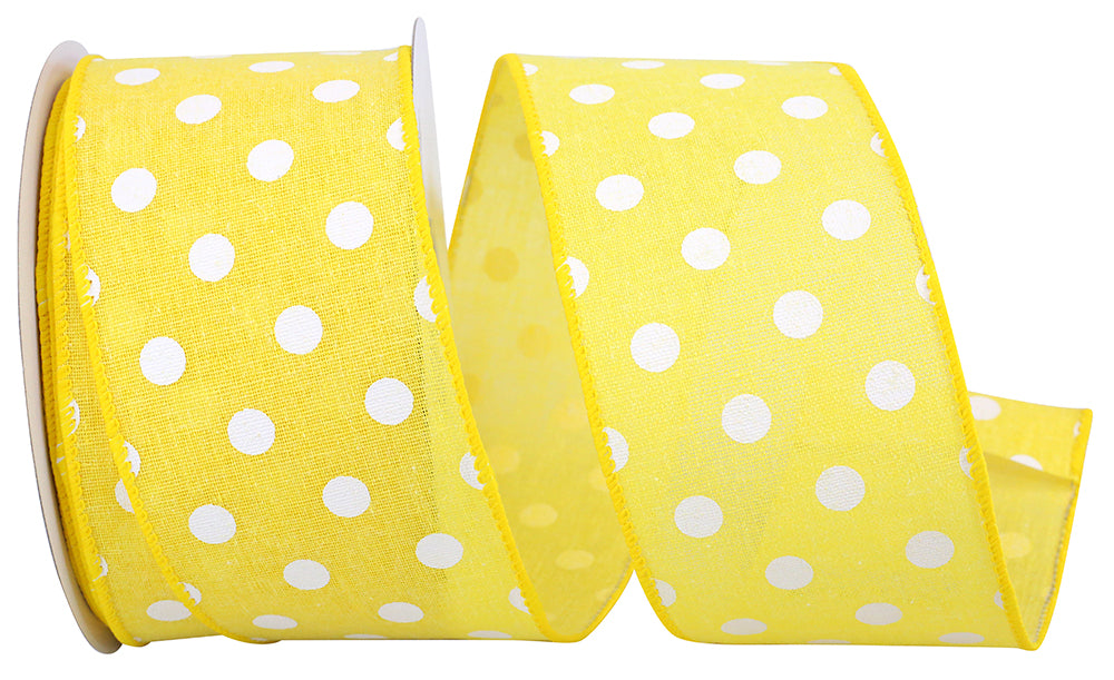 Aspirin Dot Linen wired edge trim in light beige with small dark dots.