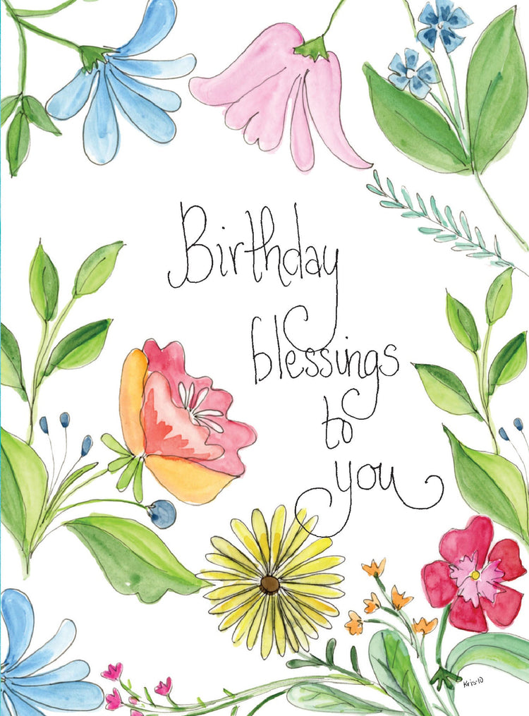 A6 floral birthday card with matching envelope featuring a delicate flower pattern.